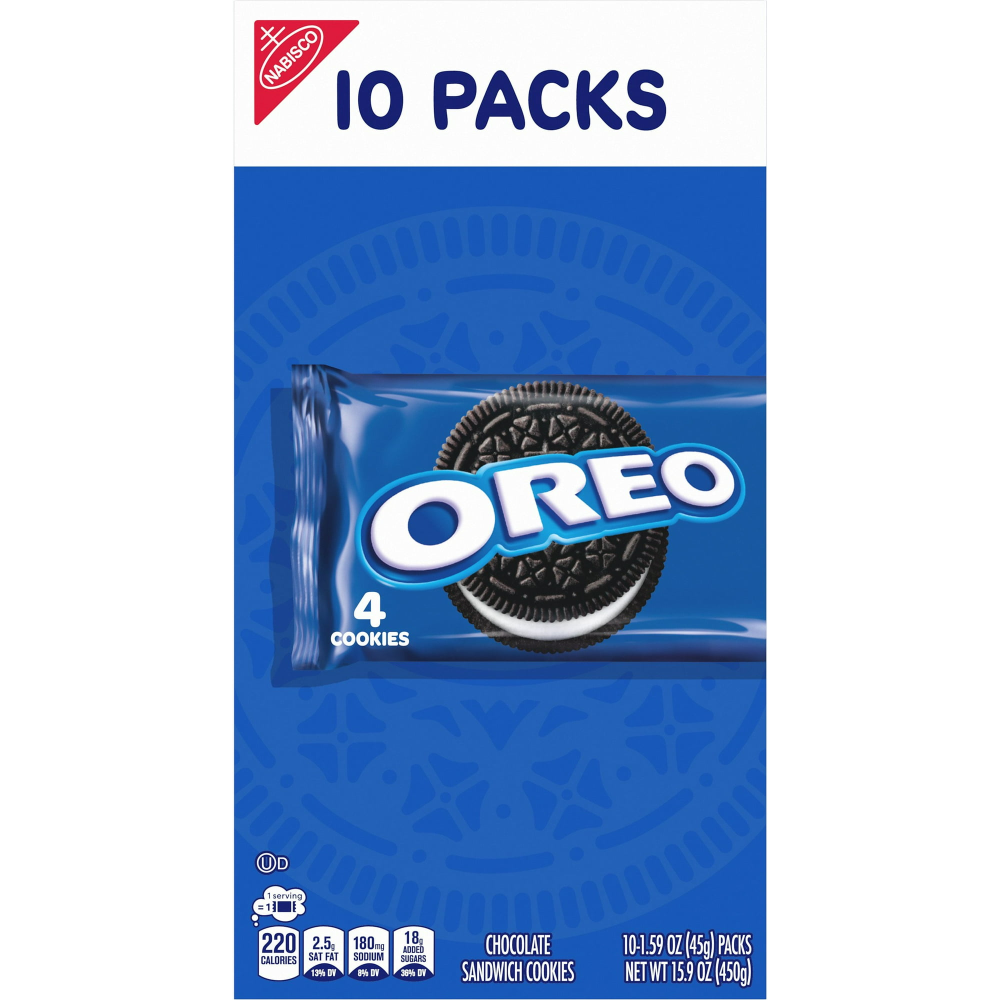 OREO Chocolate Sandwich Cookie Snack Packs 1.59 oz Bags - 10 ct- Pack of 2