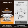 thumbnail image 5 of WARMOUNTS 1-Pack Chafing Dish Buffet Set, 5QT Round Buffet Servers and Warmers Set, Stainless Steel Catering Food Warmer with Glass Lid & Holder for Party, 5 of 12