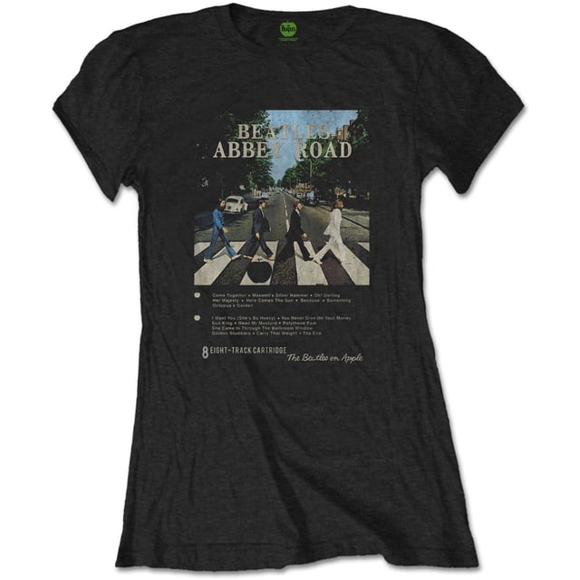 The Beatles - Camiseta 8 Track Abbey Road para Mujer (Negro)