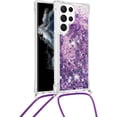 thumbnail image 2 of Long Crossbody Lanyard Clear Case for Samsung Galaxy S23 Ultra (Not S23) with Adjustable Neck Strap, Glitter Sparkly Bling Quicksand Phone Cover Cases for Samsung S23 Ultra QKG Purple, 2 of 14