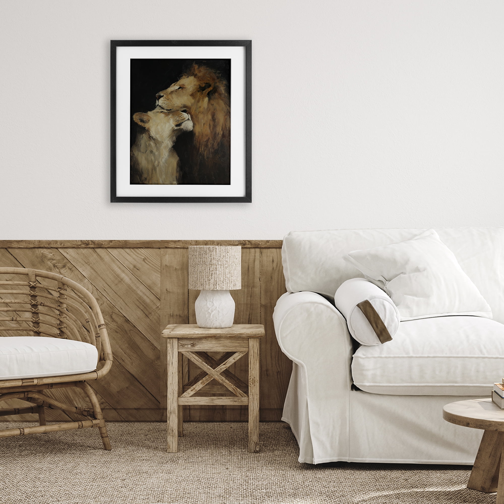 Stupell Industries Regal Pair of Lions Black Framed Print Under Glass, design by Svetlana Aleynikova