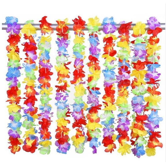 LOLIPPYY 5Pcs Luau Garland Lightweight Multi Color Hawaii Flowers Necklace for Tropical Decor