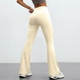 thumbnail image 4 of Flare Yoga Pants for Women Stretch High Waisted Tummy Control Leggings Comfy Casual Workout Bootcut Yoga Pants Beige S, 4 of 6