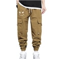 thumbnail image 3 of DDAPJ pyju Men's Casual Cargo Pants Vintage Street Pants Drawstring Jogger Sweatpants Outdoor Travel Pants Baggy Comfy Trousers with Multi Pockets Clearance Sales Today Coffee XXXXL, 3 of 7