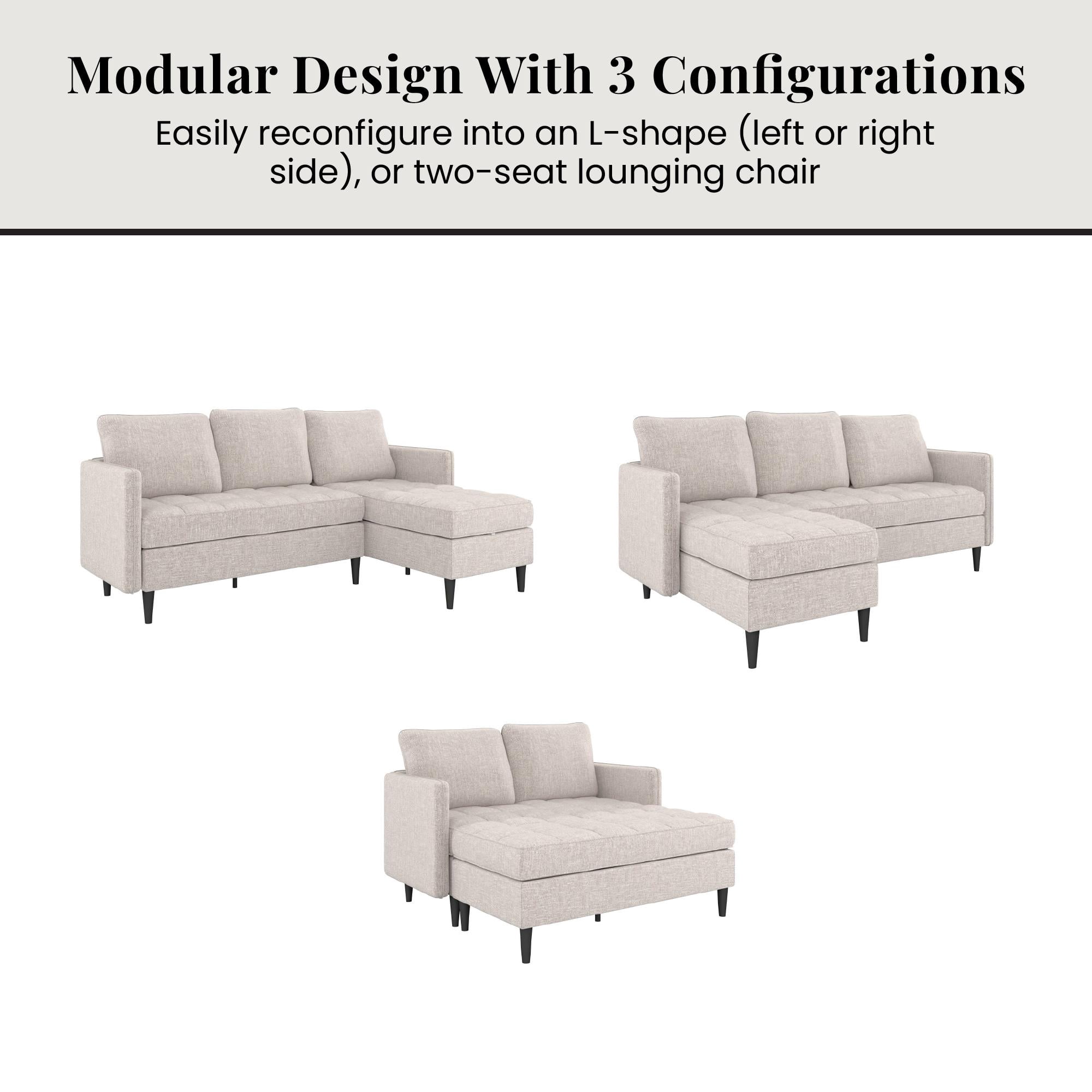 DHP Xandor Modular Sectional Sofa with Storage Chaise, Oat Linen