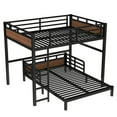 thumbnail image 4 of Full XL over Full XL Metal Bunk Bed, Separable Bunk Beds with Security Fence, Convertible Loft Bed and Standalone Beds, Walnut, 4 of 14