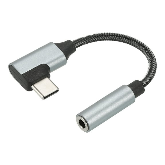 USB Type C to 3.5mm Female Headphone Jack Adapter USB C to Aux Audio HiFi Digital Converter Cable Cord 4.3" Grey