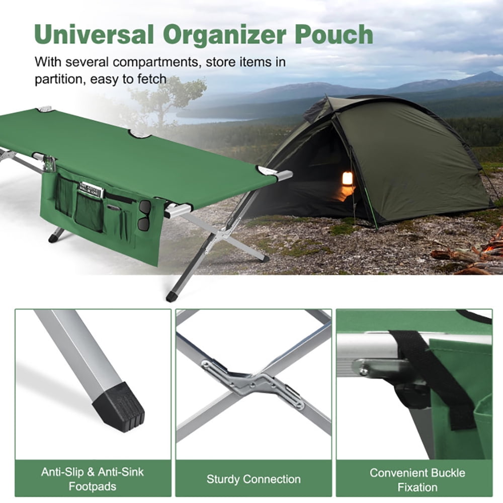 Aimee Lii Folding Camping Cot Heavy-duty Camp Bed with Carry Bag, Folding Sleeping Cot for Camping, Green