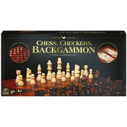 Wood Chess, Checkers, and Backgammon set, for Adults and Kids Ages 8 and up