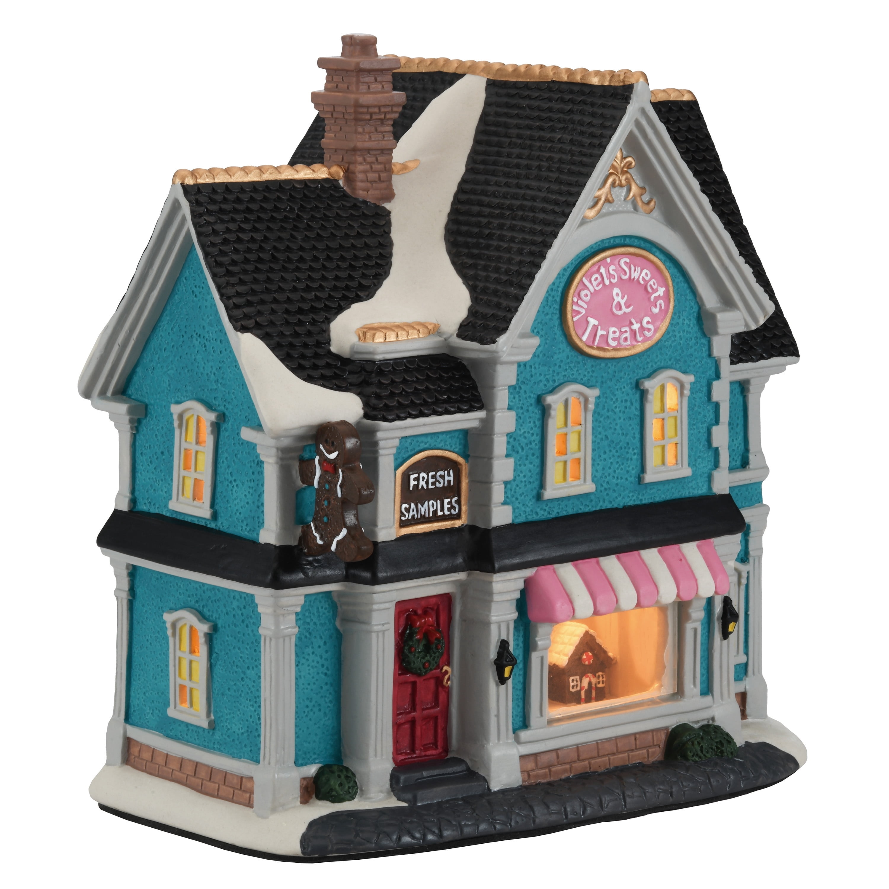 Light-Up Porcelain Candy House Christmas Village Building, Multicolor, 8.25", by Holiday Time