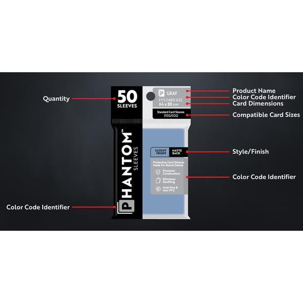 Phantom Sleeves: Gray Protective Card Sleeves W/ Matte Front & Back, 150  Pieces