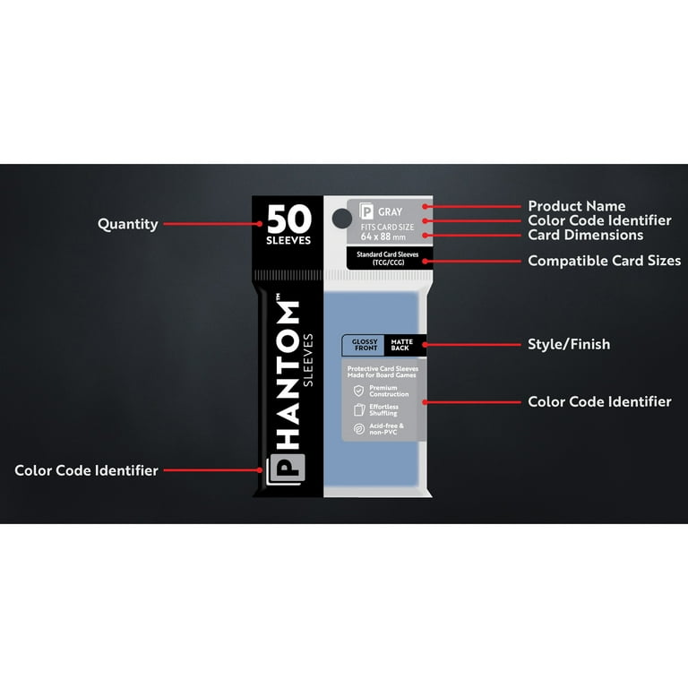 Phantom Sleeves: Gray Protective Card Sleeves W/ Glossy Front & Matte Back,  150 Pieces - Walmart.com