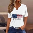 thumbnail image 7 of Mifsaly Independence Day Tops for Women 4Th Of July Cotton T-Shirt Henley V Neck Button Closure Short Sleeve Shirt Patriotic Stars and Stripes Print Loose Fit Flowy Top XXL, 7 of 7