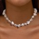 thumbnail image 2 of Baroque Necklace for Women, Elegant Irregular Shell Choker Strand Necklaces for Wedding Outfit Party Prom, 2 of 4
