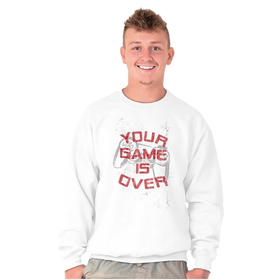 Your Game Is Over Saying Cute Gamer Men's Big & Tall Crewneck Sweatshirt Brisco Brands 2X