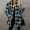 thumbnail image 2 of Ukumplol Womens Tops Long Sleeve Shirts for Women's Flannel Plaid Light Weight Thin Jacket Shirts Long Sleeve Button Down Chest Pocketed Shirts Coats Shacket Womens Fall Tops Green XL, 2 of 9