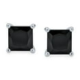 thumbnail image 2 of Bling Jewelry Womens Classic Black Cubic Zirconia Princess Cut CZ Stud Earrings .925 Sterling Silver, 2 of 5