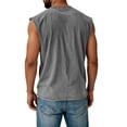 thumbnail image 4 of Men's Crew Neck Muscle Tee with "USA" Surrounded by Stars and Vertical "250 Years" Text Beside Distressed Striped Flag, Soft Cotton Blend for Daily Wear Dark Gray XXL, 4 of 4