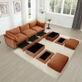 thumbnail image 5 of Newest U Shape 3 Seater Deep Seat Sofa Couch,Ottomans,3-Seat Sofa,with 2 Movable Ottomans, Oversized Modular Sectional Sofa,Storage Pull out Drawer Under Each Seat,Chenille Orange, 5 of 20