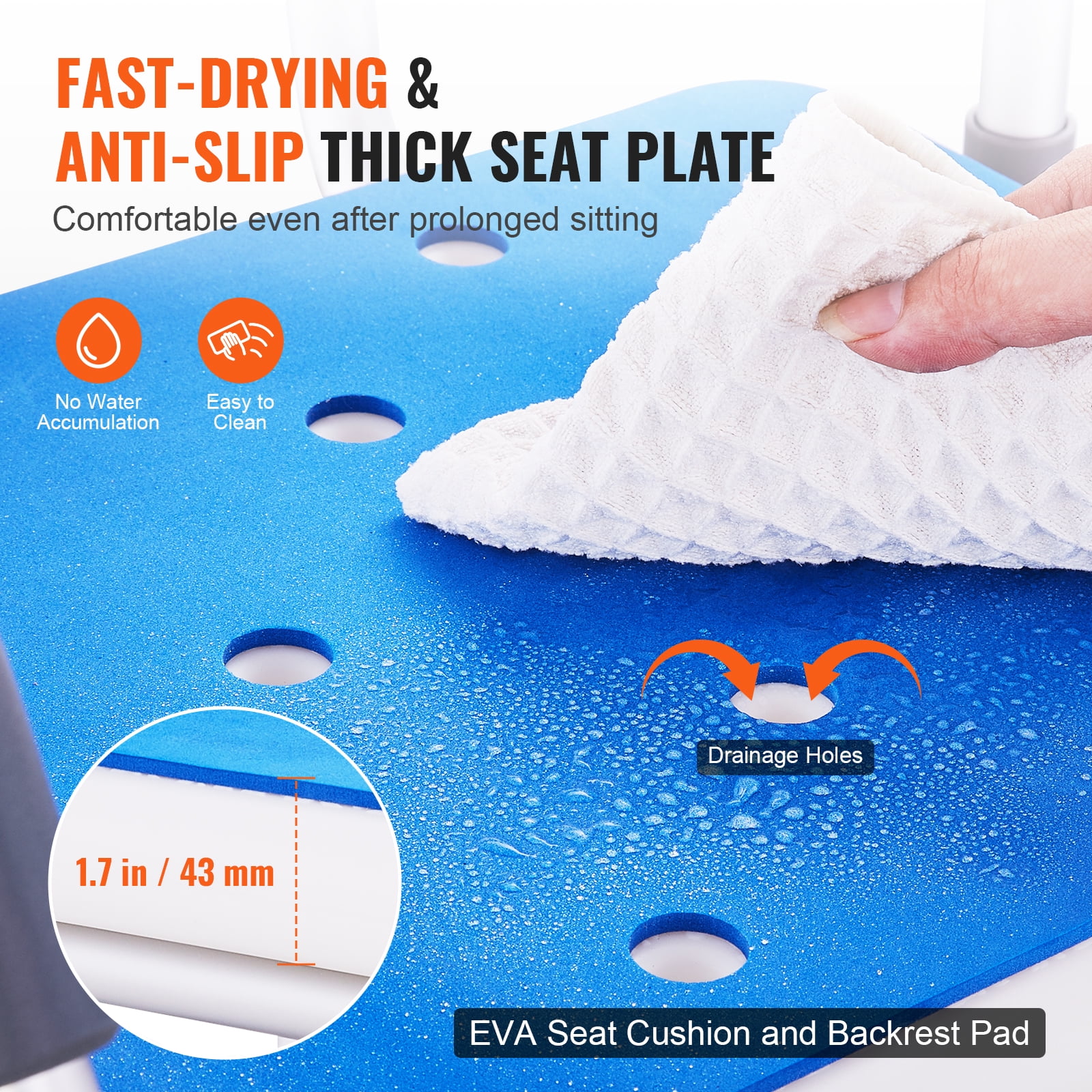 KFFKFF Rotating Bath Chair, 360° Swivel, with Supportive Armrests & Back, Secure & Stable for Shower/Bathtub Use, Ideal for Seniors & Mobility Impaired, Supports up to 400lbs