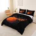 thumbnail image 3 of Castle Fairy Cartoon Orange Basketball Hoop Duvet Cover Queen, Sports Court Print Queen Bedding, Black Orange,Black Reversible,3-Piece,1 Duvet Cover and 2 Pillowcases, 3 of 6