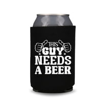 Funny Beer Can Cooler, This Guy Needs A Beer Can Coolie, Funny Coolies Drink Accessory, Funny Party Gift Favors, Beer Cooler (Black)