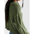 thumbnail image 6 of Women'S Oversized Fall Sweaters Casual Long Sleeve Crewneck Chunky Cable Knit Pullover Tops Winter Clothes Green L, 6 of 9