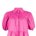 thumbnail image 6 of ZVNAΖH Womens Summer Dresses Short Sleeve Button Down Casual Swing Mini Dress Collared Tshirts Dress Ruffle Hem Pleated Dress, 6 of 8