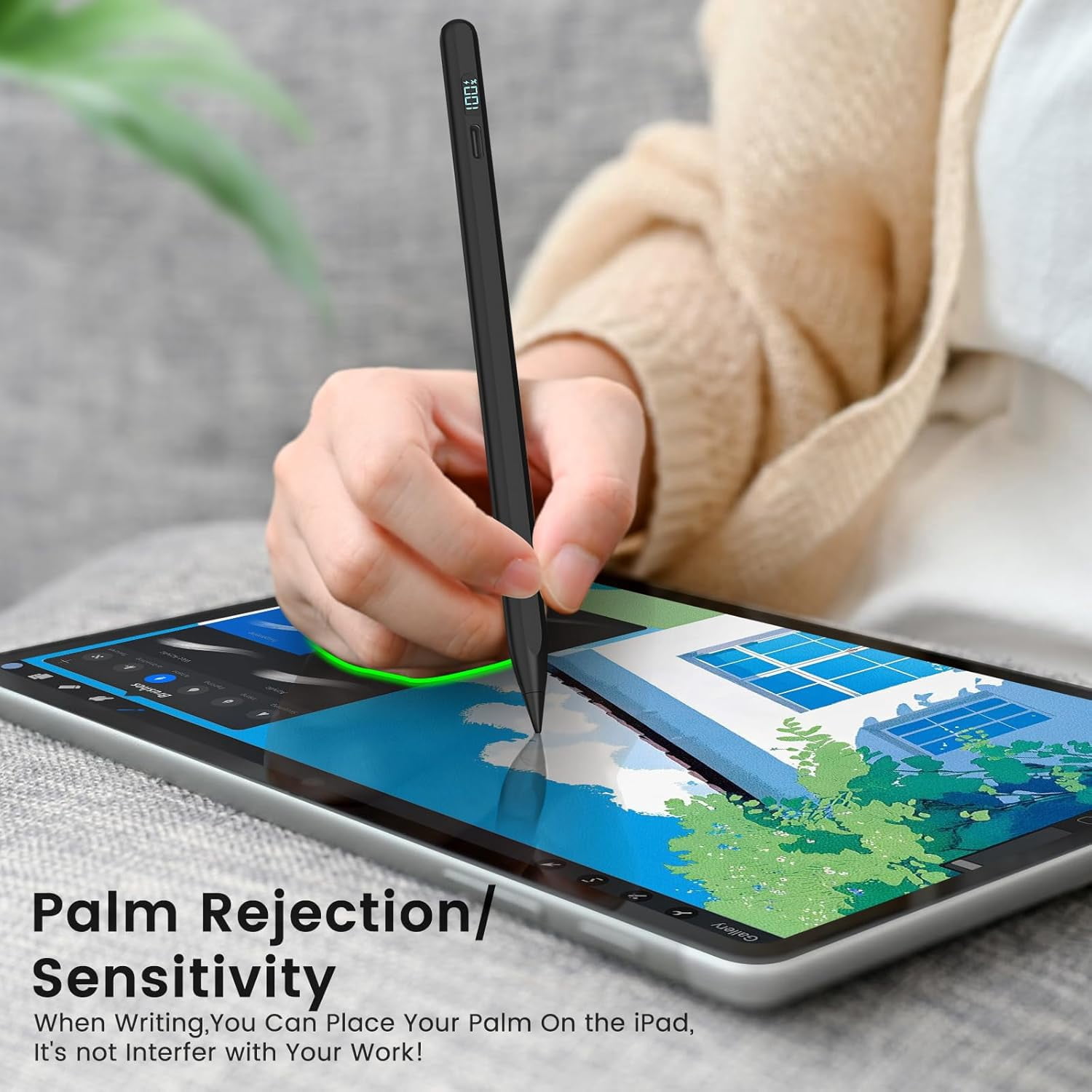 Stylus Pen for iPad 2018-2025, Apple iPad Pens 10th&9th Generation with LED Battery Display, Palm Rejection, Fast USB-C Charging, No Bluetooth, Compatible with iPad Pro Air Mini