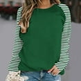 thumbnail image 2 of HVOBTTY Womens Long Sleeve Pullover Sweatshirt, Fall Tops for Women, Women's Crew Neck Striped Print Color Block Raglan Sweatshirt Army Green, XXL, 2 of 5