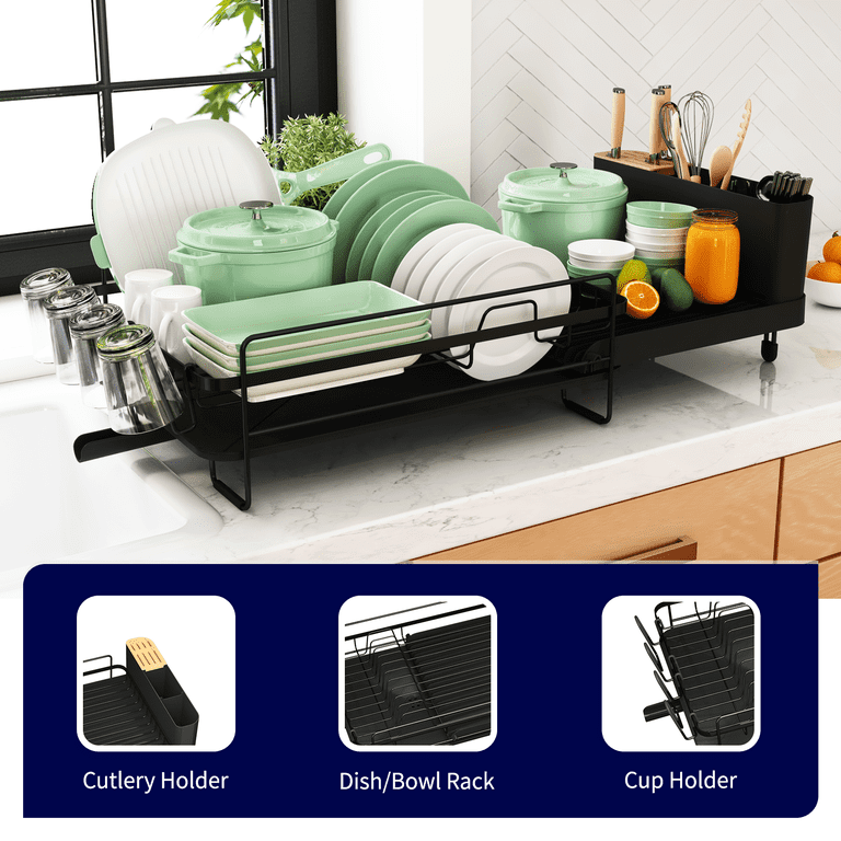 Sakugi Extendable Dish Drying Rack, Stainless Steel photo 6
