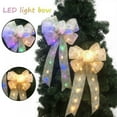 thumbnail image 2 of 2Pack Christmas Tree Topper Bow,11.8 x 15.4 inch Burlap Lighted Bow Xmas Wreath Burlap Bow LED Lights Bow Winter Door Wall Decor Christmas Tree Topper for Indoor Outdoor Winter Xmas Decoration, 2 of 9