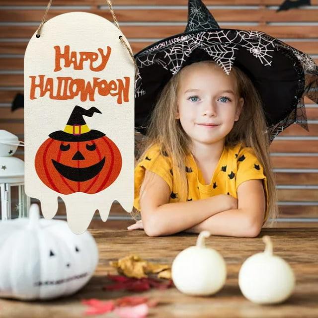 Decoraciones de Halloween, adornos de Halloween, regalos de Halloween, letrero colgante de madera pintado de Halloween, decoración navideña, letrero colgante para puerta, adornos artesanales de madera