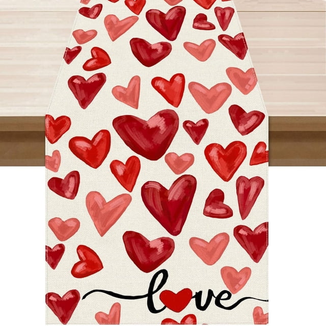 zhangmingg Valentine's Day Tablecloth with Classic Heart Design Warm Textured for Dining