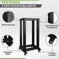 thumbnail image 2 of NavePoint 22U 4 Post Server Rack – Open Frame Rack for 19 Inch Equipment, Adjustable Depth 4-Post Network Rack Floor Mount, 22U Server Rack 793lbs Capacity, Black, 2 of 4