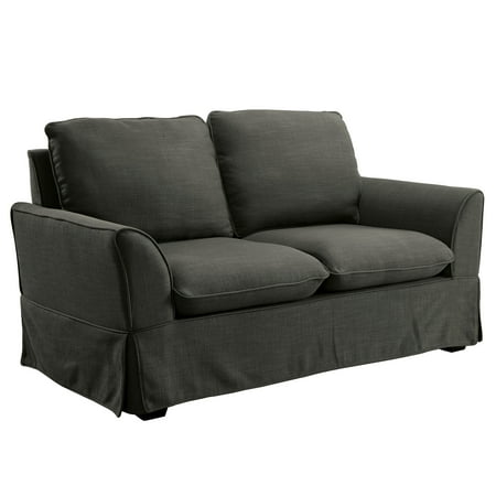 Furniture of America Osilla Upholstered 2-Seater Loveseat Sofa in Gray Fabric
