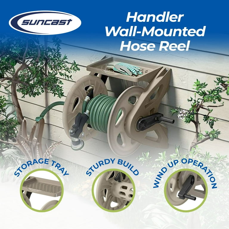 Suncast Hose Handler 100 ft. Taupe Retractable Wall Mounted Hose Reel Suncast Hose Handler 100 ft. Taupe Retractable Wall Mounted Hose Reel