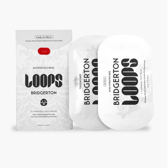 LOOPS x Bridgerton Lady In Silver Hydrogel Mask Set | Hydrating Overnight Slugging Face Mask Duo