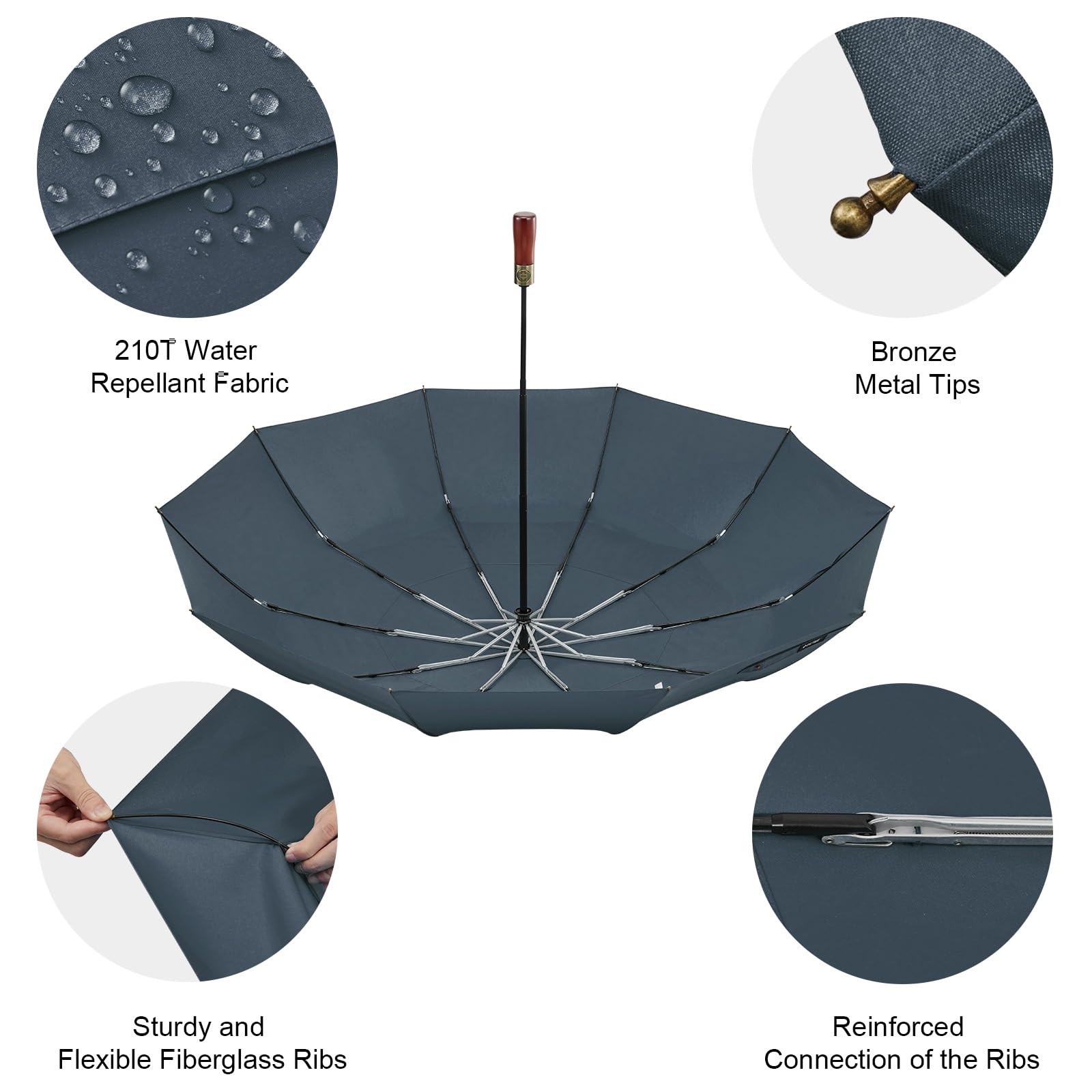 G4Free 54" Large Compact Windproof Golf Umbrella | Auto Open/Close Folding Travel | Reinforced 10-Frame Vented Double Canopy for Men & Women