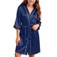 thumbnail image 3 of Frostluinai Silk Robes for 5-14 Years Short Kimono Robes Solid 3/4 Sleeve Knee Length Bathrobes for Spa Wedding Birthday Party, 3 of 9
