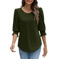 thumbnail image 4 of Blouses for Women Dressy Casual 3/4 Length Sleeve Womens Tops with Smocked Cuffs, 4 of 8