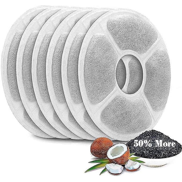 Filtros para fuente de agua para gatos TANGJMXG Filtros de Carbón Activado Paquete de 6 Tamaño 5 x 1,4 pulgadas