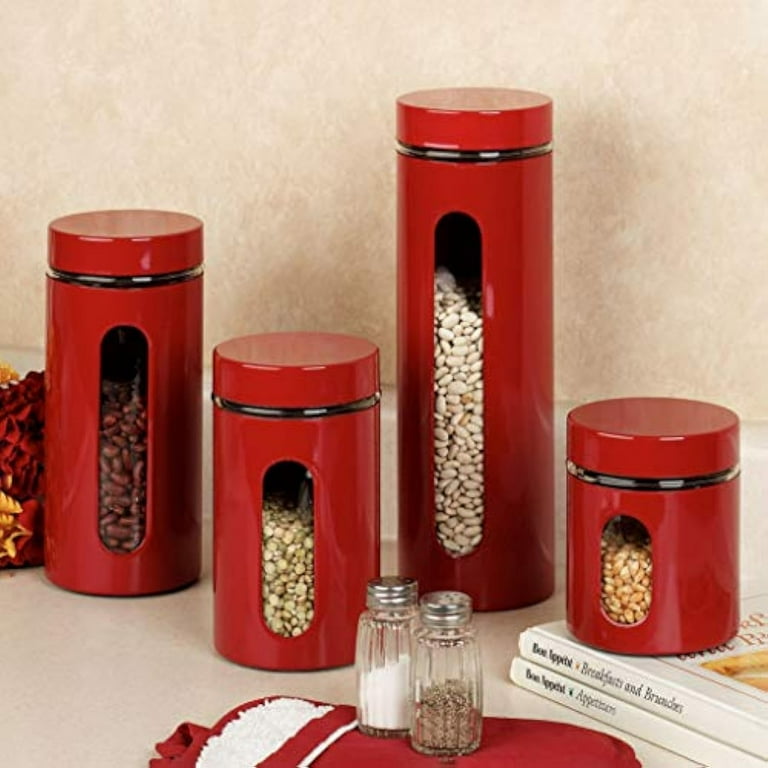 Le'raze Set Of 5 Glass Kitchen Canisters With Airtight Stainless