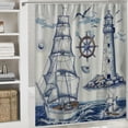 thumbnail image 6 of Orinice  Nautical Shower Curtain,Sailboat Lighthouse Shower Curtains Set 12 Hooks Waterproof Bath Curtain Bathroom,  36x72, 6 of 7
