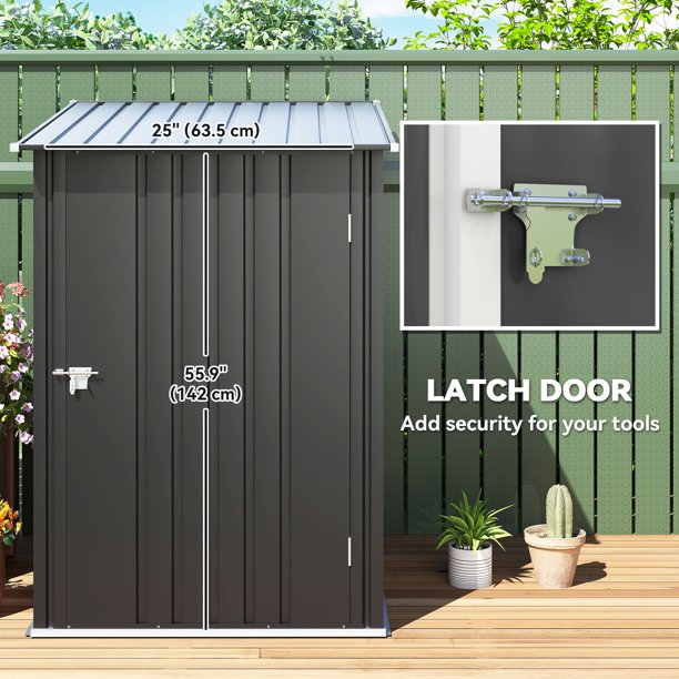 Outsunny 3.3' x 3.4' Lean-to Garden Storage Shed w/ Lockable Door