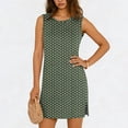thumbnail image 2 of MaFYtyTPR Tank Dress for Women Fashion Polka Dots Women Casual Comfortable Solid Color Sleeveless Round-Neck Split Slim Dresses Army Green L, 2 of 5