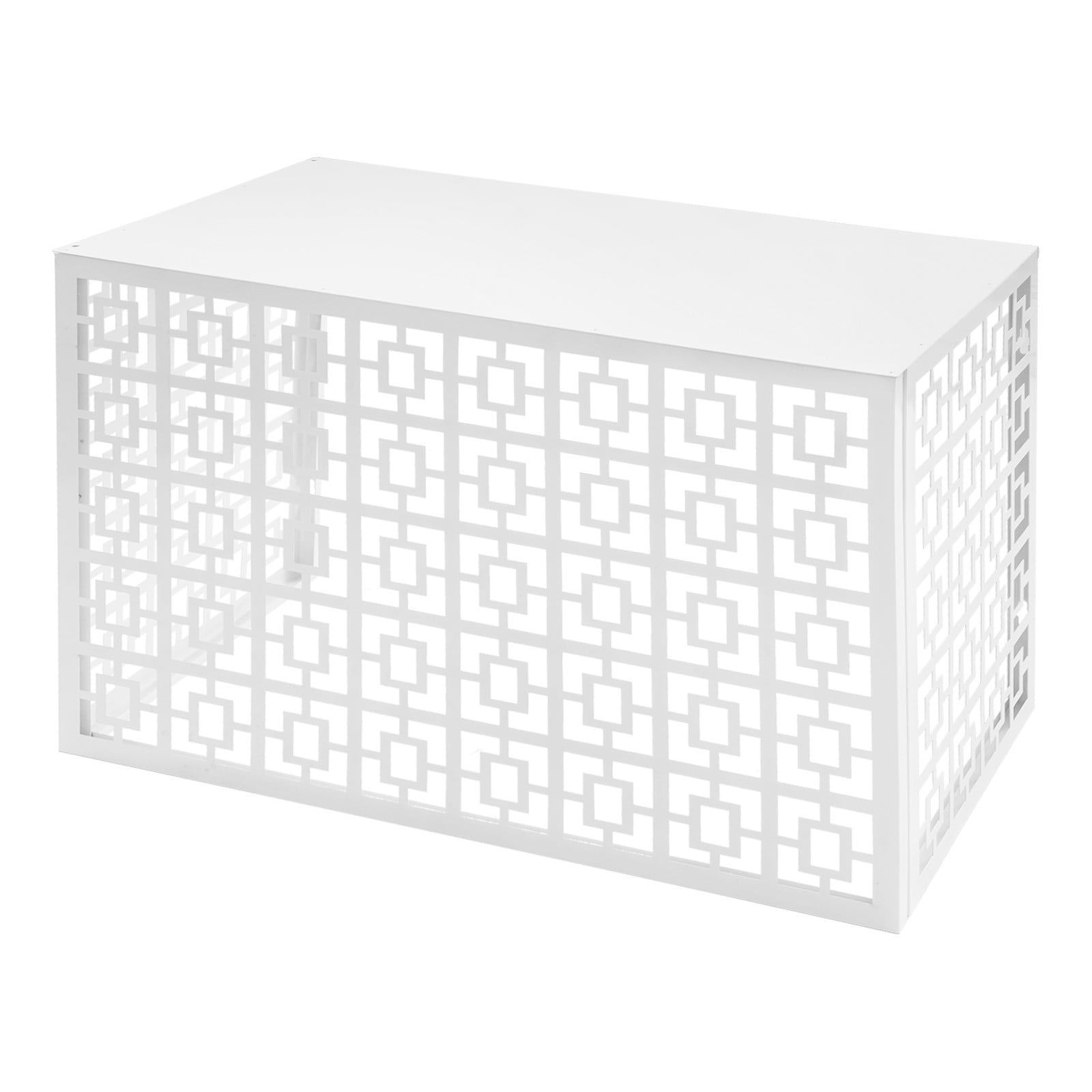 Decorative AC Fence, 39.37x27.55in Aluminum Screen, White Baking Paint, with Storage Top, for Pool Equipment & Generators
