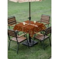 thumbnail image 3 of Outdoor Tablecloth with Umbrella Hole and Zipper, Happy Birthday Square Table Cloth 54x54 Inch Waterproof Tablecloth, Brown Modern Abstract Art Picnic Table Cover for Patio Camping, 3 of 7
