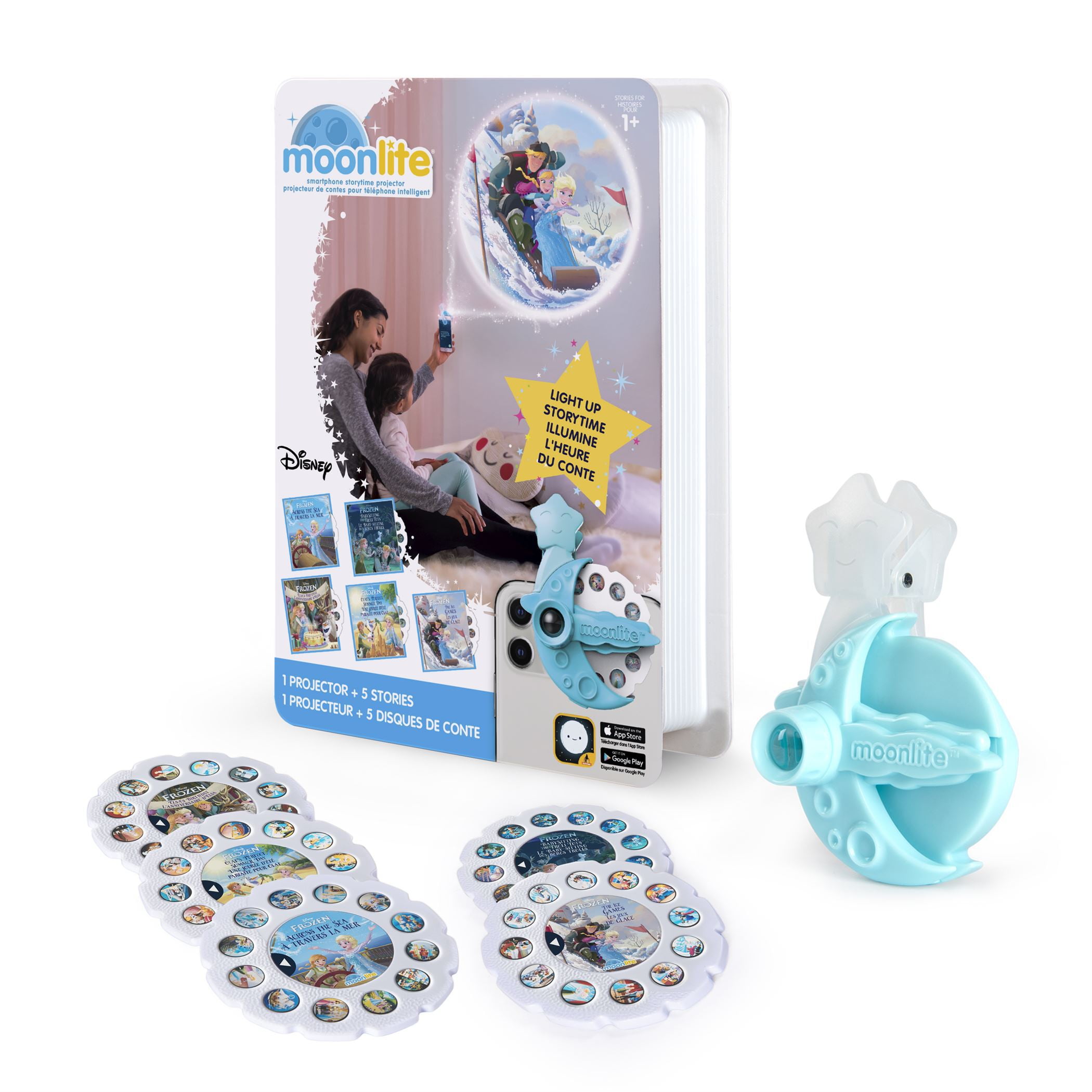 Moonlite Storytime Projector with 5 Frozen Princess Elsa Stories for Kids Age 1 to 8, Gift Pack