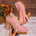 thumbnail image 5 of HomeDM Womens Platform Block Heels Sandals Slingback Closed Toe Dress Pumps Shoes for Summer Party Wedding, Pink Size 9, 5 of 10